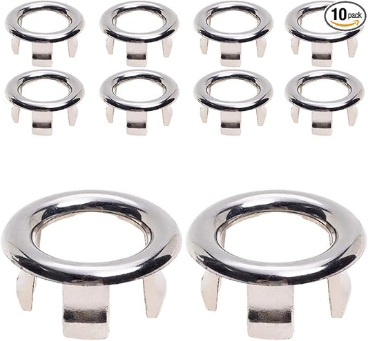 10Pcs Sink Overflow Cover Rings, 30mm / 1.18" Plastic Electroplating Big Hole Sink Basin Trim Overflow Cover Hole Insert, for Home, Sinks, Bathroom, Kitchen (Type-A)