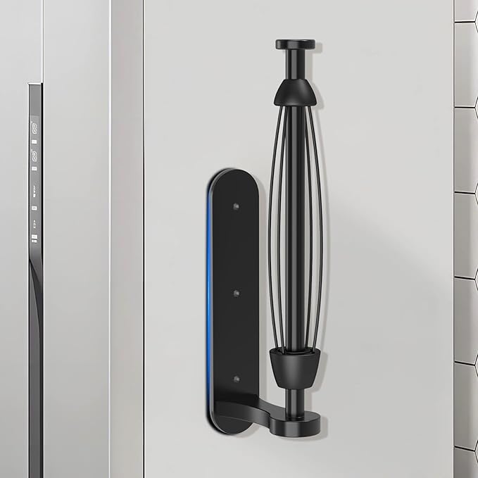 Swaitee Magnetic Paper Towel Holder for Fridge, Under Cabinet Paper Towel Holder Wall Mount, Self Adhesive No Drill, One Hand Tear Ratchet, Fits Jumbo Rolls, Black for Kitchen RV Garage