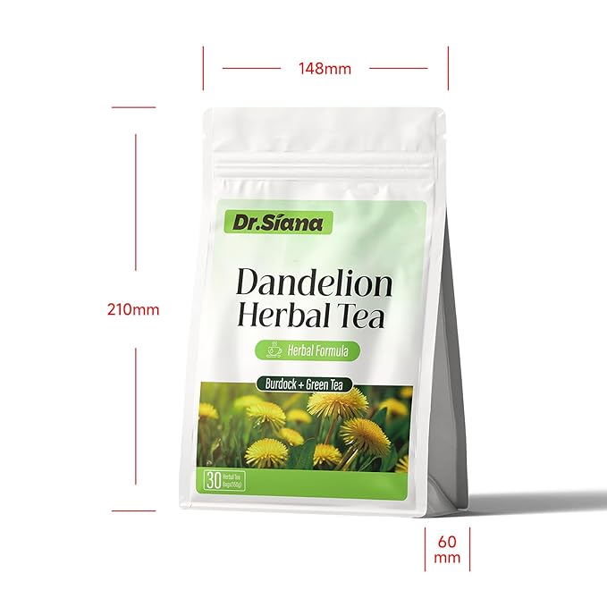 Dr. Siana Dandelion Root Tea Bags，Burdock Root Tea & Green Tea，5g x 30 Teabags - Premium Natural Herbal Tea, Support Digestive Function