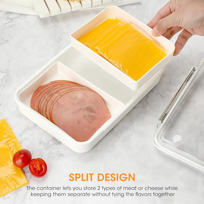 AIEVE Deli Meat Container for Fridge,Ham and Cheese Storage Box with Clear Lid & Silicone Seal, Lunch Meat Organizer for Refrigerator to Keep Food Fresh, 8.86" Length