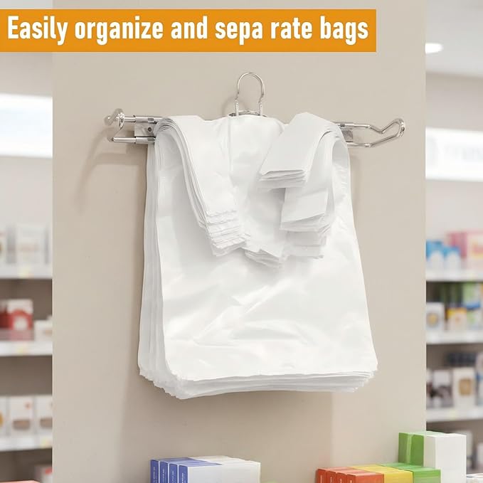 3 Pack Wall Mount Plastic Grocery Bag Holder T-shirt Bag Rack with Screws Chrome Metal Dispenser for Supermarket Store Restaurant Organization