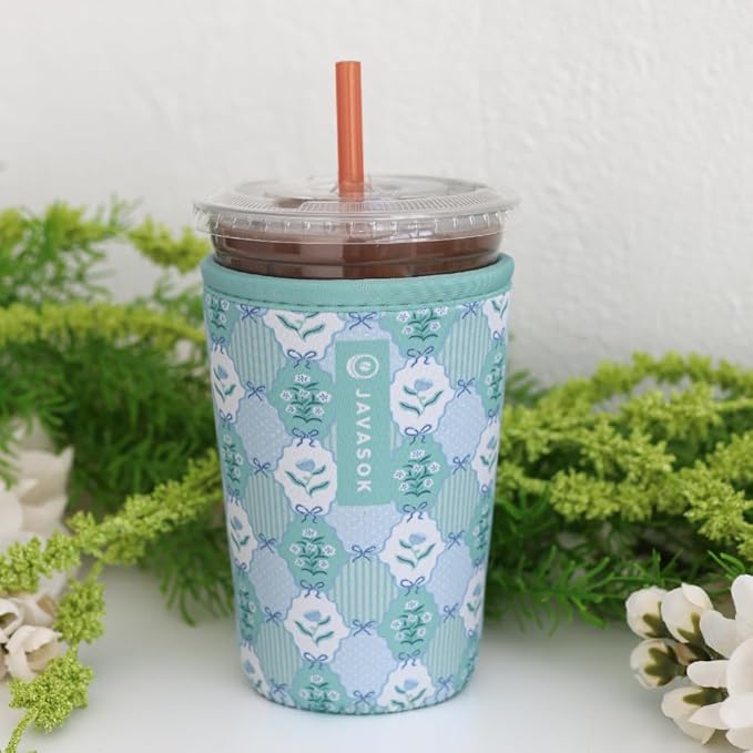 Sok It JavaSok Iced Coffee & Cold Soda Insulated Neoprene Cup Sleeve (Coquette Charm, Large: 30-32oz)