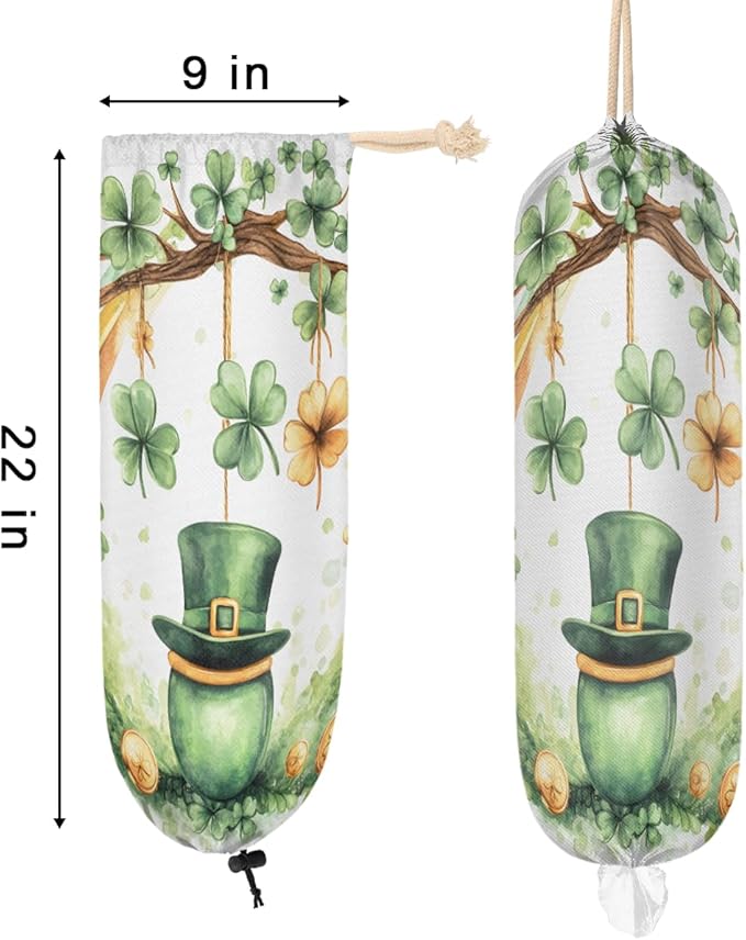 Plastic Bag Holder, St. Patrick'S Hat Grocery Bag Holder for Shopping Bags, Wall Mount Plastic Bag Storage Organizer Dispenser, Storage Holder for Home Kitchen Camper,A-10