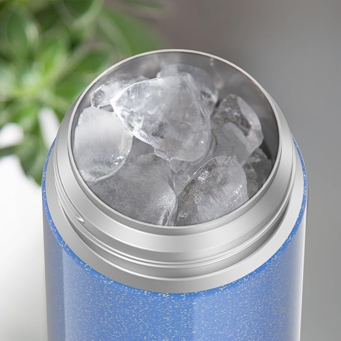 THERMOS FUNTAINER Water Bottle with Straw - 12 Ounce - Kids Stainless Steel Vacuum Insulated Water Bottle with Lid, Glitter Periwinkle