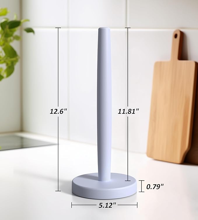 KitchLife Wooden Paper Towel Holder Countertop - Solid Freestanding Paper Towel Dispenser Stand with Anti-Skid Base (Cool Gray)
