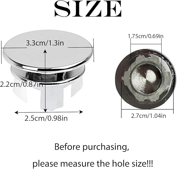 Sink Overflow Hole Cover Basin Trim Insert for Home, Sink, Bathroom, Kitchen Decorative Sink Drain Cap, Double Layer Copper Solid Chrome Overflow Cover(Silver)
