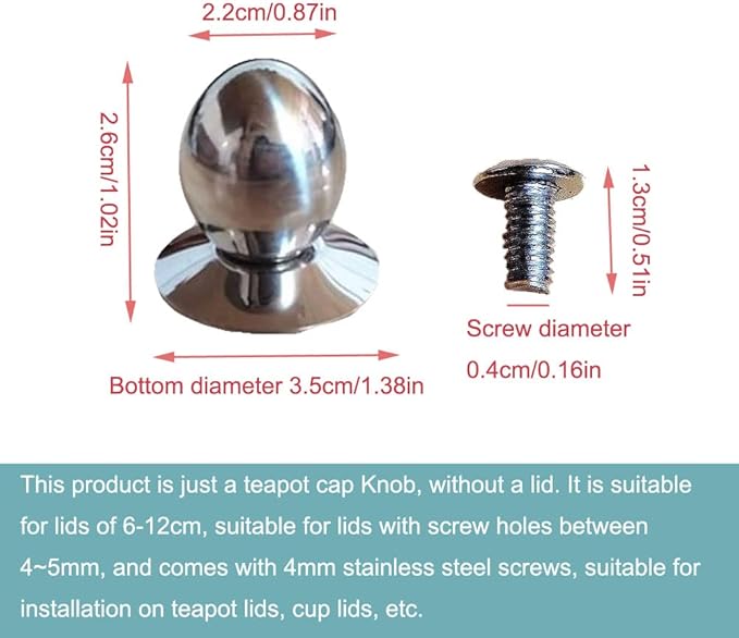 2 Pack Glass Teapot Replacement Knob Stovetop Tea Kettle Lid Knobs for Tea Cup Cover Button Olive Shape Handle Top Cap Water Cups Covers Top Bead Accessories Lids with Screw