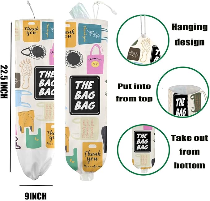 Thank you Plastic Bag Holder 22.5x9 Inch,Wall Mount Grocery Bag Holder for Grocery Bags,Reusable Grocery Bags Storage Dispenser,Home Kitchen Pantry Decor,Housewarming Gifts for Women Mom Grandma