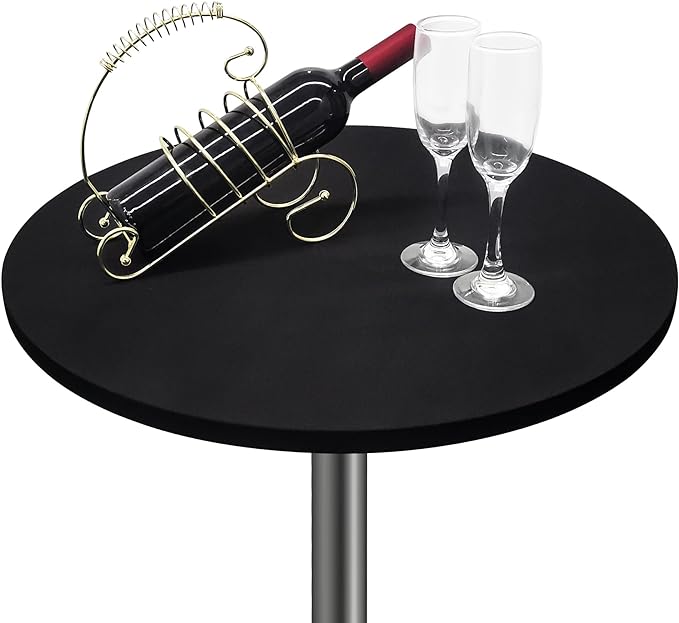 Small Round Fitted Table Cover Cocktail Table Topper Cap Elastic Tablecloth Stretch Spandex Tables Cloth for Bar Pub Party Black 24 Inch