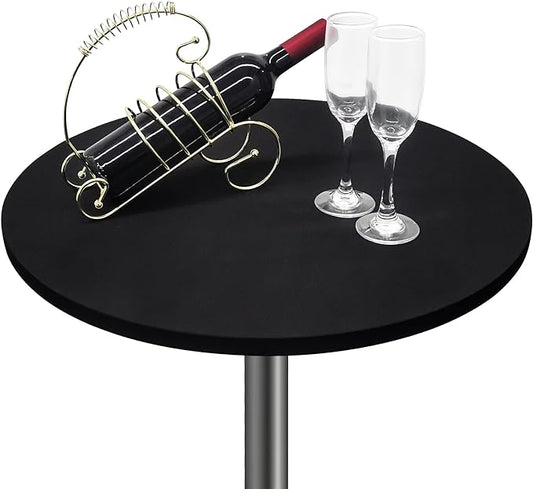 Small Round Fitted Table Cover Cocktail Table Topper Cap Elastic Tablecloth Stretch Spandex Tables Cloth for Bar Pub Party Black 24 Inch