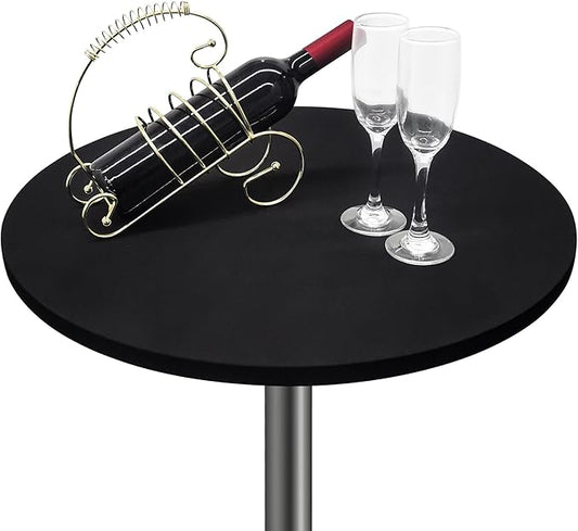 Small Round Fitted Table Cover Cocktail Table Topper Cap Elastic Tablecloth Stretch Spandex Table Cloth for Bar Pub Party Black 30 Inch