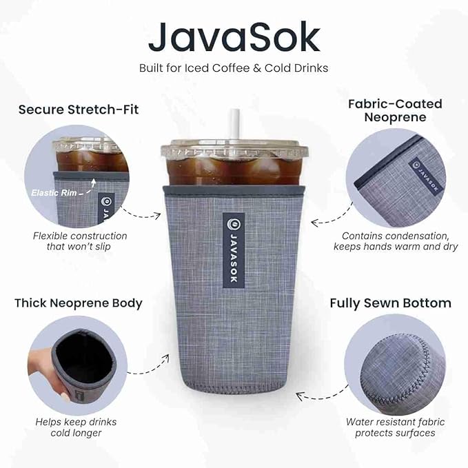 Sok It JavaSok Iced Coffee & Cold Soda Insulated Neoprene Cup Sleeve (Furry Footprints, Medium: 22-28oz)