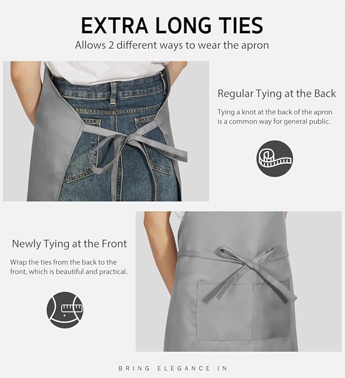 Syntus Apron for Men Women, Adjustable Cooking Kitchen Chef Aprons with 2 Pockets