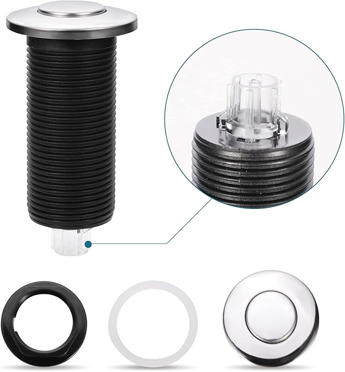 RQYEKDO Garbage Disposal Air Switch Kitchen Sink Top Long Stainless Steel Brushed Nickel Long 2.5" for Food and Waste Disposal On/Off Air Button Parts White…