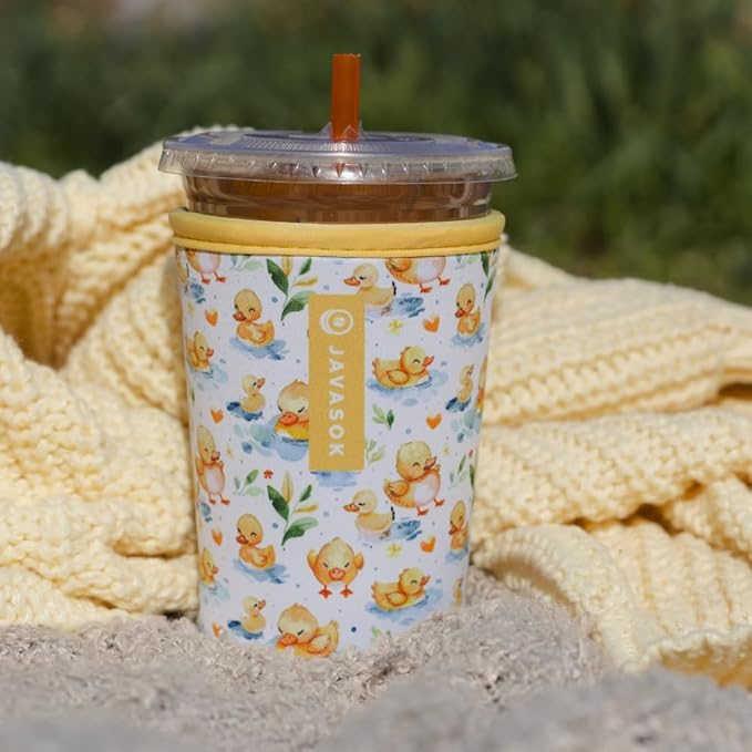 Sok It JavaSok Iced Coffee & Cold Soda Insulated Neoprene Cup Sleeve (Just Ducky, Large: 30-32oz)
