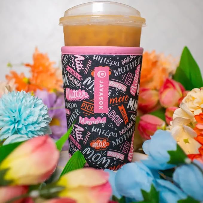 Sok It JavaSok Iced Coffee & Cold Soda Insulated Neoprene Cup Sleeve (Mom Love, Medium: 22-28oz)