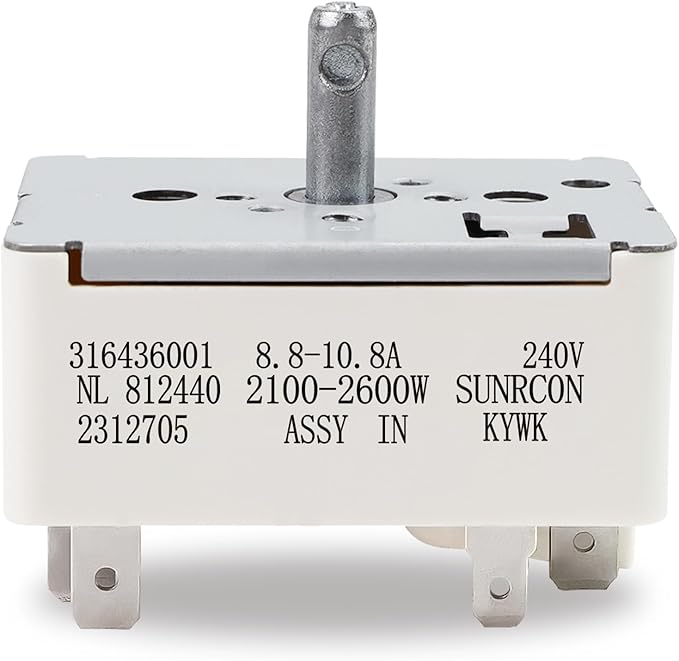316436001/316021501 Surface Element Burner Infinite Switch,Surface Burner Control Switch Replace Parts 1155395, AP3885460, PS1145040, EAP1145040, Compatible with Frigidaire for Kenmore (8 Inch)