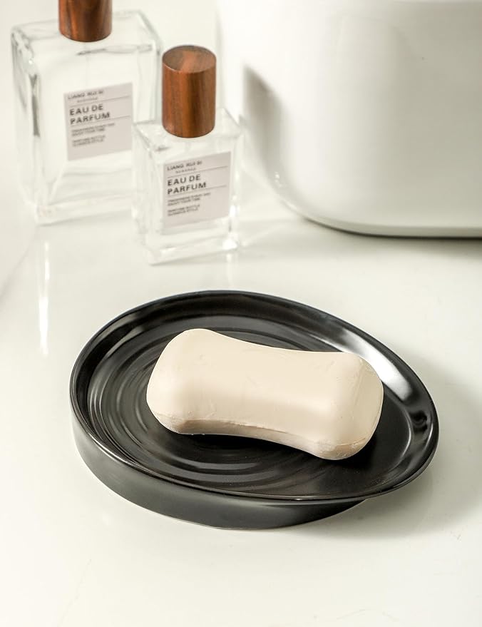 Ceramic Spoon Rest for Stove Top, Spoon Holder for Kitchen Counter, Farmhouse Cooking Utensil Holder for Spoons, Ladles, Spatula, Matte Black
