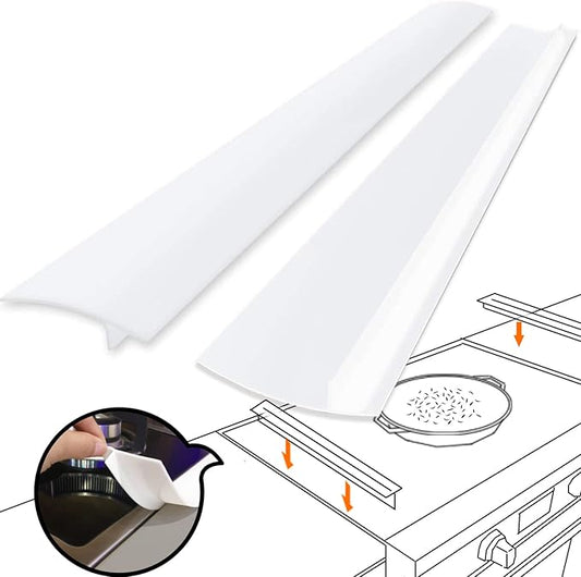 Silicone Kitchen Stove Counter Gap Cover Long & Wide Gap Filler (2 Pack) Seals Spills Between Counters, Stovetops, Washing Machines, Oven, Washer, | Heat-Resistant and Easy Clean (White),25 inches