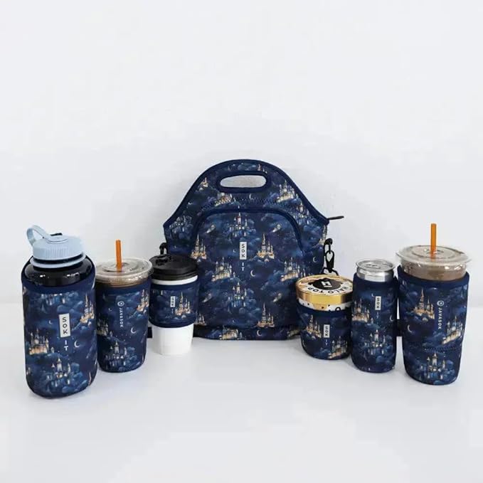 Sok It JavaSok Iced Coffee & Cold Soda Insulated Neoprene Cup Sleeve (Castle in the Sky, Medium: 22-28oz)