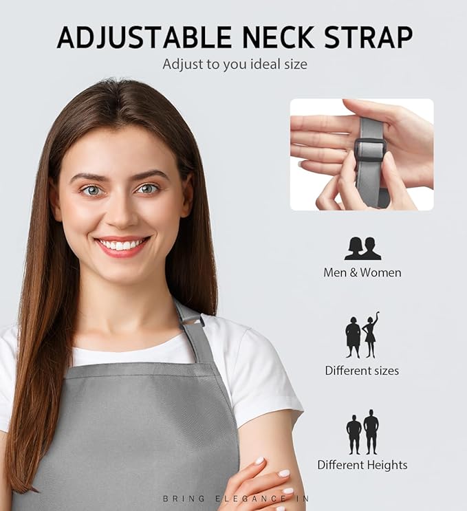 Syntus Apron for Men Women, Adjustable Cooking Kitchen Chef Aprons with 2 Pockets