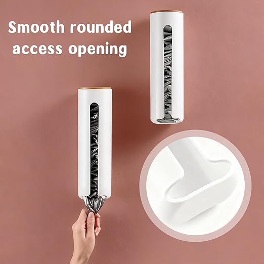 Grocery Bag Holder Wall for Plastic Bag,Mounted with Wood Lid - Plastic Bag Holder with Suction Cup for Kitchen