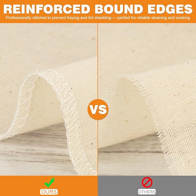 14 Pack Cheese Cloths, 20x20 Inch Cheesecloth Hemmed Edge Unbleached Fine Fabric, Reusable Grade 100 Cotton Muslin Cloth for Turkey, Butter, Cooking, Straining, Cheese Making, Juicing, Baking