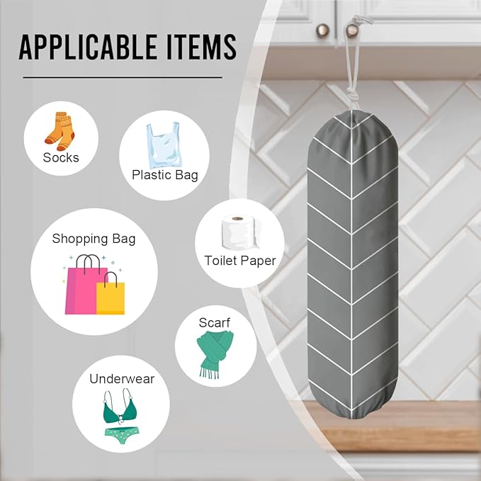 Stylish Plastic Bag Holder, Shopping Bags Carrier Dispenser, Grocery Bags Storage Holder for Home Kitchen, Traveling or Car, Reusable Grocery Bag Organizer, Wall Mount, Housewarming Gifts