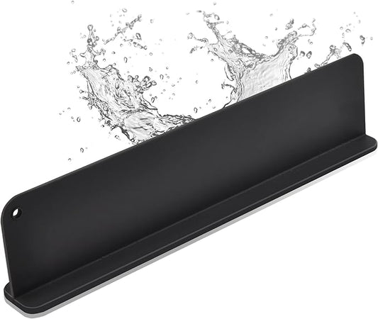 Silicone Sink Splash Guard, Sink Splash Guard with Suction Cup, Kitchen Sink Splash Guard that Can Be Placed Behind the Sink, Sink Splash Guard(17.3 x 4.1 Inch Black)