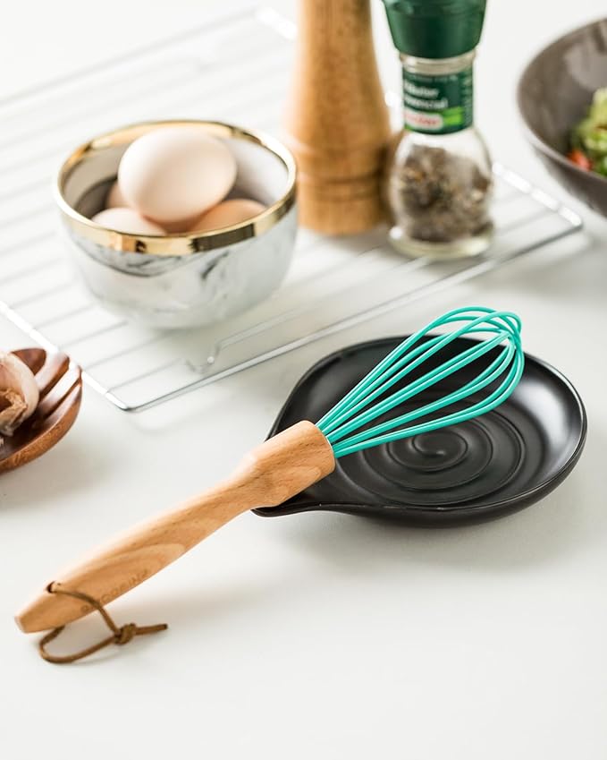 LAUCHUH Spoon Rest for Stove Top, 5 inch Cooking Spoon Holder for Kitchen Countertop Ceramic Ladle Holder for Spatula, Spoons or Tong, Heat-Resistant, Farmhouse Kitchen Decor, Black