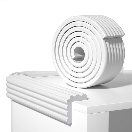 Edge Protector,Baby Proofing Baby Edge Protector Strip Safety,Soft Rubber Foam Padding,Edge Corner Guards Protector Corner Edge Bumpers for Furniture (White, 16.4Ft x 3.15" W x 0.31" Th)