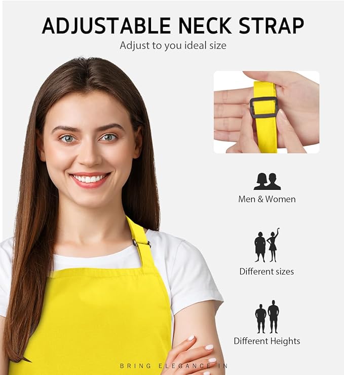 Syntus Apron for Men Women, Adjustable Cooking Kitchen Chef Aprons with 2 Pockets