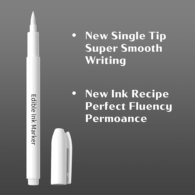 Edible Markers 3Pcs Black & White Food Coloring Pens – Double-Sided Fine & Thick Tips Edible Food Pens for Cookie Decorating, Fondant, Cakes, Desserts, Easter Eggs