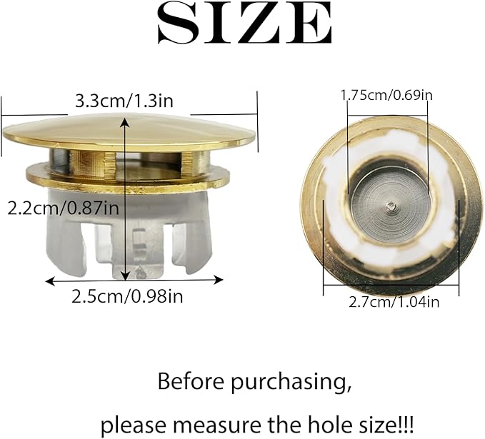 Sink Overflow Hole Cover Basin Trim Insert for Home, Sink, Bathroom, Kitchen Decorative Sink Drain Cap, Double Layer Copper Solid Chrome Overflow Cover(Gold)