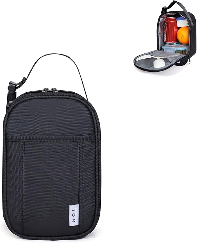 NOL Natural Organic Lifestyle Insulated Lunch Bag for Adult - Snack Bag Lunch Cooler Bag Soft Lunch Tote Bag for Work, Black