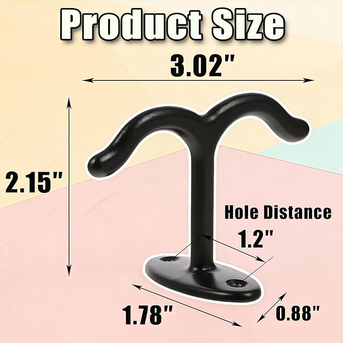 Zinc Alloy Ceiling Double Hook Cabinet Wardrobe Coat Towel Hat Hook Hooks Under Cabinet Shelf 6 Pieces (Black)