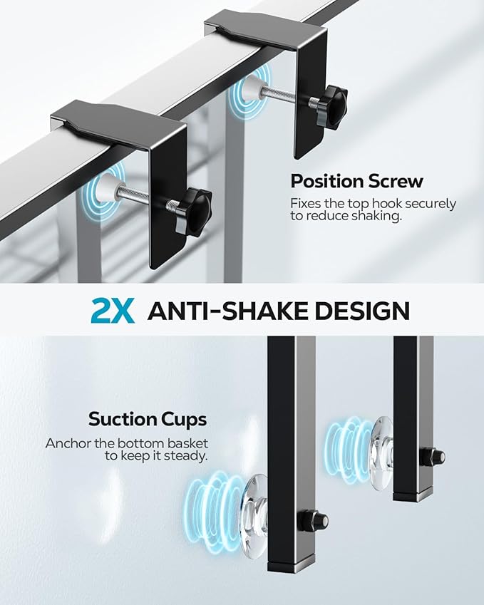 Nieifi Over The Door Shower Caddy Pantry Organizer Rack with Reliable Hooks, Sturdy Hanging Shower Organizer Shelf Basket Storage Rack, Bathroom Shelves Drill Free Extra Large, Black