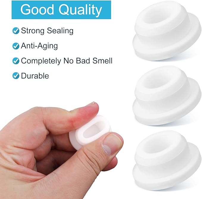 10pcs Silicone Sink Overflow Hole Cover, Round Spillover Cap Ring Stopper for Kitchen Bathroom Basin Easy-Fit Overflow Drain Cover Insert Plug for Home Bath Kitchen Washbasin Sinks (White)