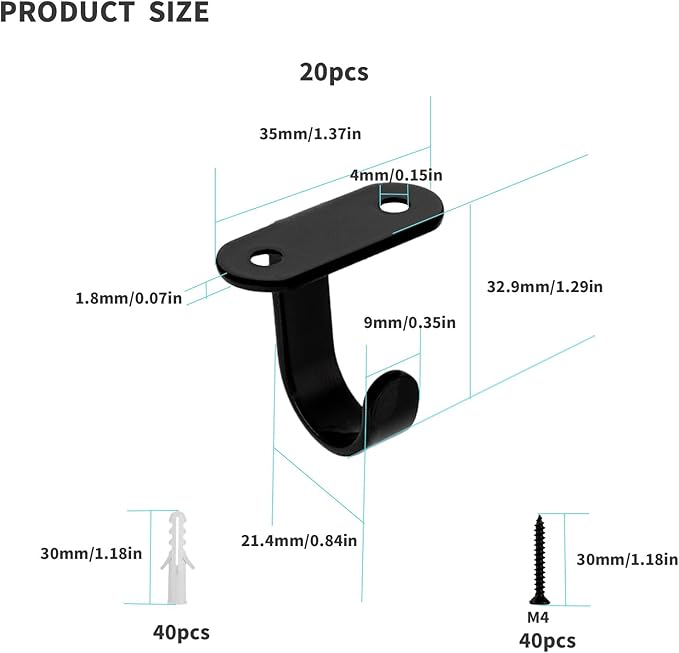 Ceiling Hooks, 20 Pcs Screw Mounted Ceiling Hooks for Hanging Plants, Under Cabinet Cup Hooks, Under-Shelf Towel/Robe Hook Clothes Hook Heavy Duty for Bathroom Kitchen Cabinet
