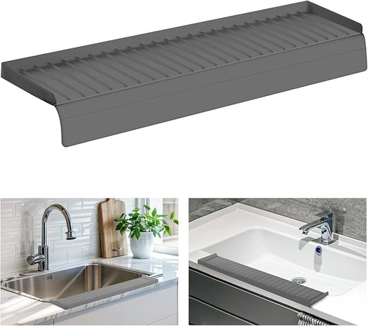 Sink Edge Protector with Suction Cup, 14" 20" 24" 30", Silicone Sink Splash Guard for Kitchen & Bathroom, Protect Countertop from Scratches, Stains, for Stainless Steel Granite Quartz