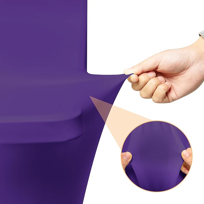 6 Pack 6 Feet Purple Spandex Tablecloth for Rectangular Tables, Fitted & Stretch, Washable, Wrinkle Resistant, Perfect for Event, Wedding, Party, Banquet, Cocktail, Festival, and Table Protector