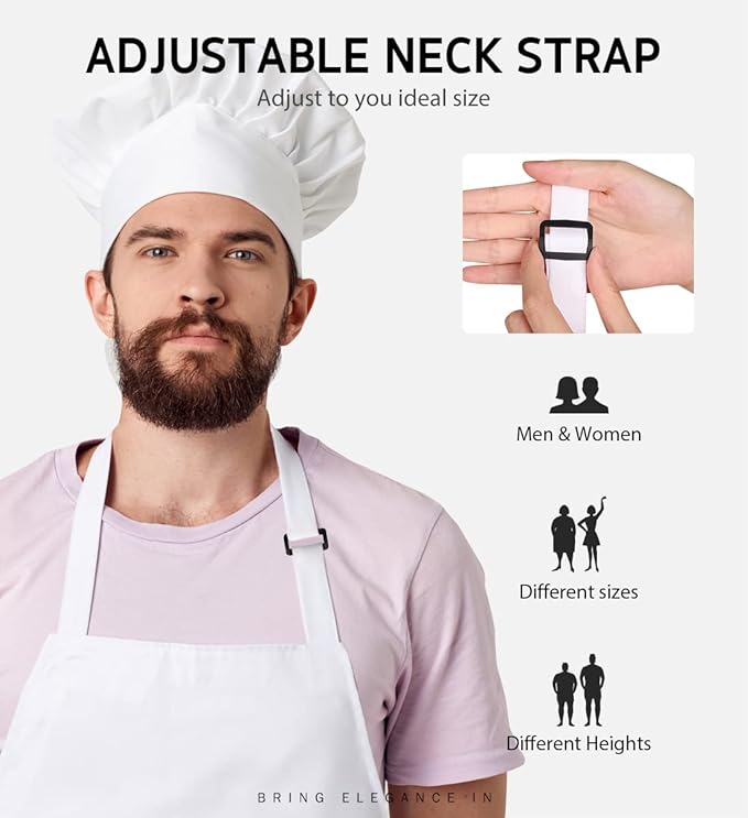 Syntus Apron for Men Women, Adjustable Cooking Kitchen Chef Aprons with 2 Pockets