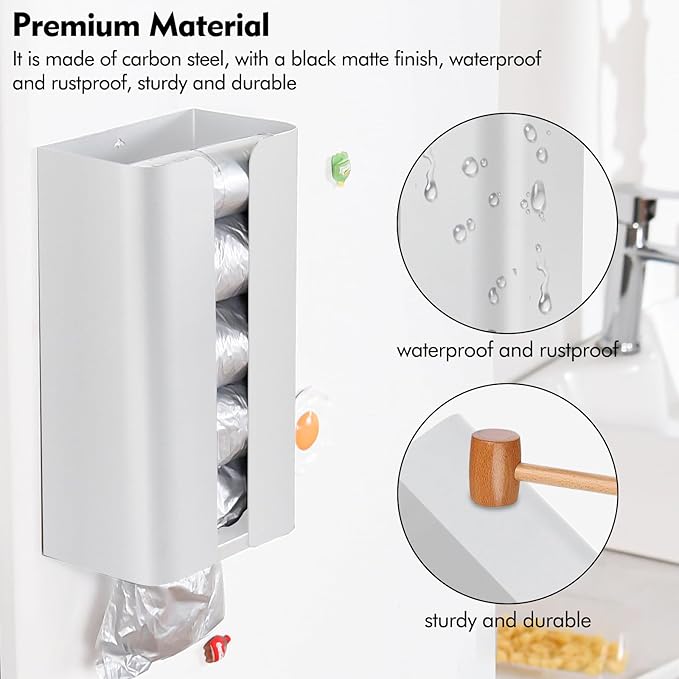 Magnetic Laundry Dryer Sheet Dispenser, Tissue Holder, Garbage Bag Dispenser for Fridge, Kitchen, Laundry (White)