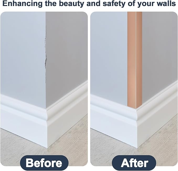 4PCS 45" Aluminum Metal Corner Protectors, Self Adhesive Corner Guards, Metal Wall Edge Protector Strip, Furniture Corner Protectors, Wall Cabinet Baseboard Decoration 45" x 2" (Rose Gold)