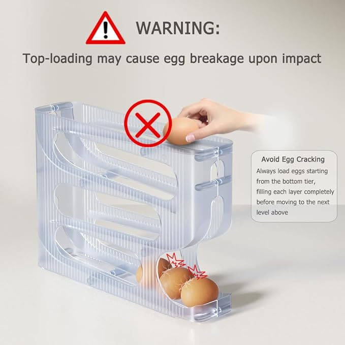 Sotfamily Egg Holder for Fridge, Auto Rolling Egg Dispenser for Refrigerator, Countertop, Kitchen - Space-saving Egg Roller/Organizer/Storage/Container/Tray - 1 Pack for 28 Large Size Eggs(Crystal)