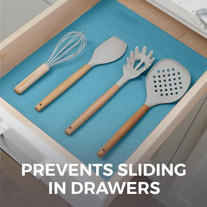 HOME GENIE Shelf Drawer and Cabinet Liner, Durable with Strong Grip, 17.5 in x 20 FT, Non Adhesive Liners Protect Kitchen Cabinets and Cupboard, Pantry, Bathroom Drawers and Shelves, Desks, Teal