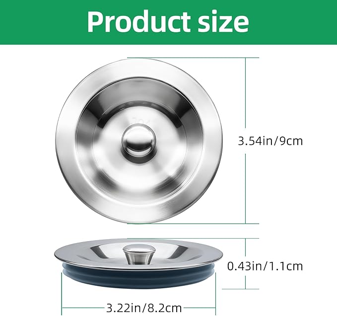 Kitchen Sink Stopper，Stainless Steel Garbage Disposal Stopper Fits Standard Kitchen Drain Size of 3.5" Diameter,Sink Cover for Drain Stopper