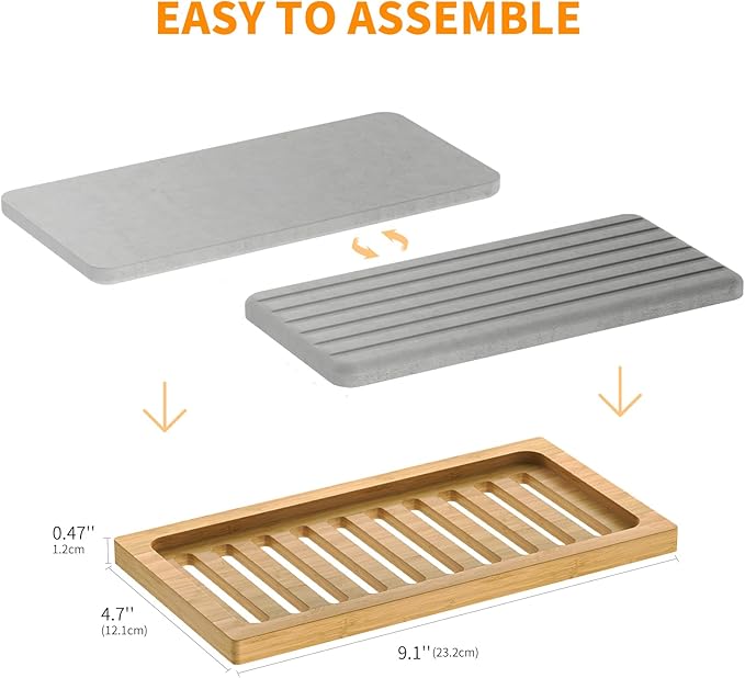 Instant Dry Sink Caddy Diatomite Fast Drying Stone Tray for Kitchen Counter