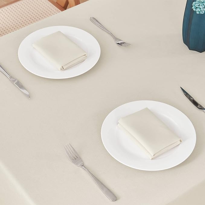 Veblandy Rectangle 6 Feet Tablecloth 60x104 inch Linen Textured Table Cloth Stain and Wrinkle Resistant Washable Polyester, Decorative Table Cover Waterproof for Dining, Buffet and Camping, Beige