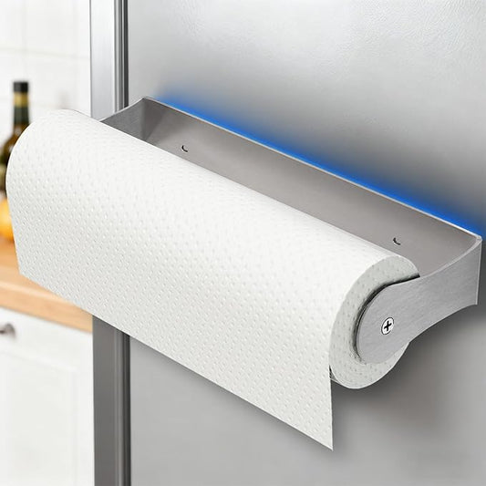PAROTO Magnetic Paper Towel Holder for Fridge, Silver Paper Towel Holder for Kitchen, Strong Magnet for Refrigerator, RV, Garage, BBQ, No Drilling, Kitchen & Bathroom Organizers and Storage